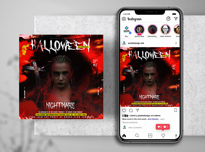 Spoky Halloween Night Instagram PSD Templates banner flyer halloween halloween party instagram psd