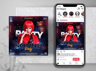 Sound Party Instagram PSD Templates banner dj flyers download event flyer instagram psd psd flyer psd template template