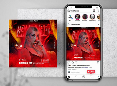 Halloween Night Instagram PSD Templates banner design flyer halloween halloween party party psd