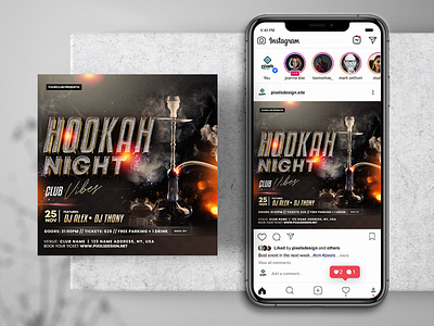 Hookah Night Party Instagram PSD Templates banner flyer hookah instagram night party psd psd flyer template