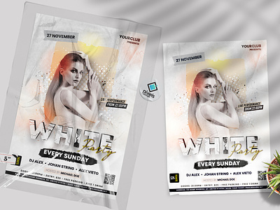 White Party Vibe Flyer Template (PSD) club flyer psd psd flyer psd flyers template white flyer