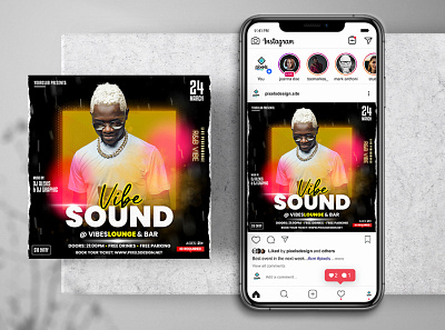 Vibe Sound Instagram PSD Templates banner club flyer dj flyer events flyer instagram photoshop psd psd flyer