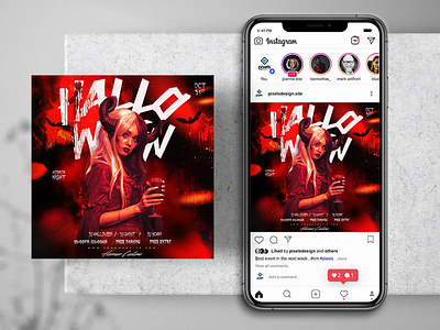 Fright Halloween Party PSD Instagram Templates