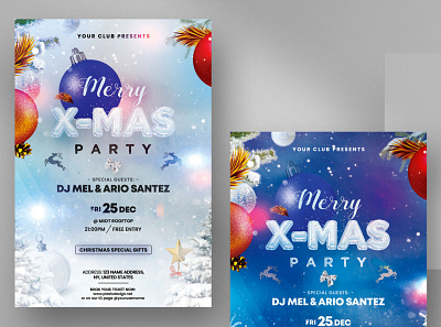 Merry X-Mas Party Flyer Template (PSD) christmas psd christmasflyer chritmas flyerdesign merry christmas flyer psd psd flyer psdflyer xmas xmasflyer