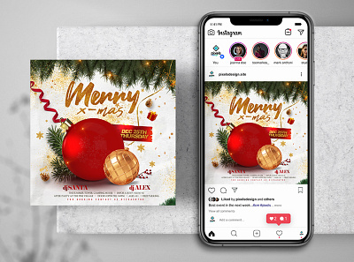 X-mas Holiday Party Instagram PSD Templates christmas christmas banner christmas flyer christmas party merry christmas psd