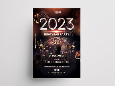 2023 New Year Flyer Template eve flyer flyer template new years newyear psd
