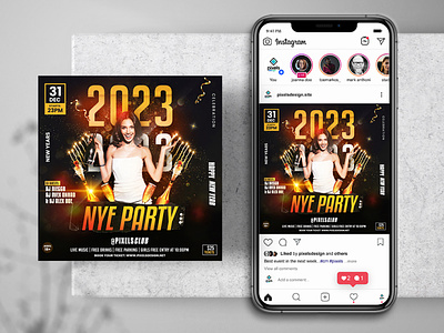2023 New Year Party Flyer Template 2023 2023 nye party flyer new year new year flyer new years poster psd psd flyer