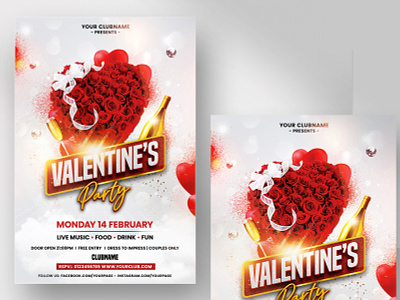 White Valentine’s Party Flyer Template (PSD) download flyers elegant flyer flyer invitation party flyers psdflyer template valentines day valentines day flyer valentines flyer