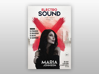 Electro Sound - Free PSD Flyer Template club flyer free club flyers free psd flyer freebie freepsd party photoshop flyer template