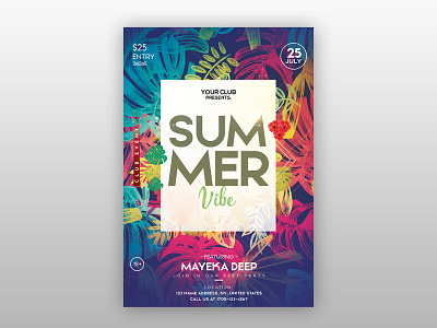 Summer Vibe Free PSD Flyer Template flyer flyer design free free psd free summer flyer poster psd flyers summer