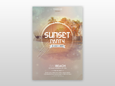 Sunset Party - Free PSD Flyer Template club flyer flyer design free free flyers free psd flyer free summer flyer poster psd summer
