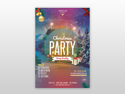 Christmas Party Free PSD Flyer Template christmas christmas 2018 christmas 2019 design flyer free christmas flyer free flyer free psd flyer poster xmas