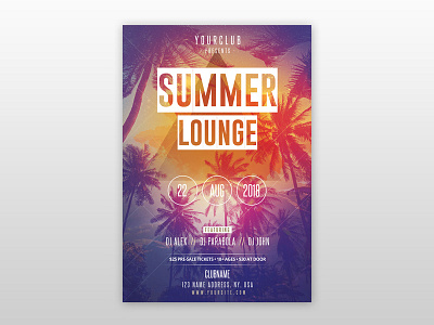 Summer Lounge - Free PSD Flyer Template beach party flyer dj flyer flyer flyer design free flyer free summer flyer lounge poster summer tropical tropical flyer