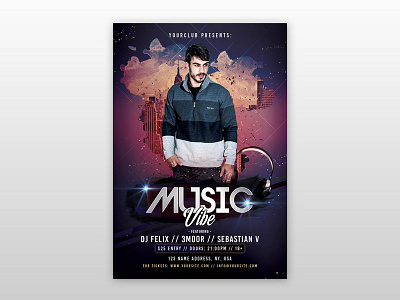 Music Vibe - Free PSD Flyer Template flyer flyer design free free club flyer free flyer free psd flyers freebie psd music poster vibe
