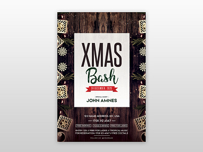 X-Mas Bash Free PSD Flyer Template christmas christmas poster flyer free free psd flyer freebie flyers poster xmas