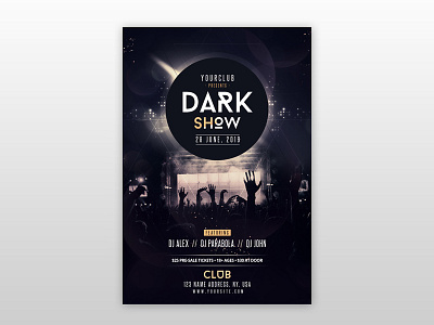 Dark Show - Free PSD Flyer Template club flyer dj event flyer flyer flyer design free flyer free psd flyer freebie poster show