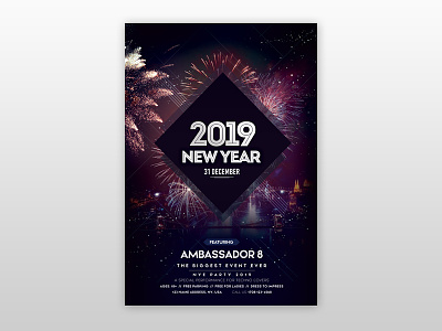 Happy New Year 2019 Free PSD Flyer Template 2019 nye flyer flyer flyer design free 2019 new year flyers free psd flyer new year flyer newyearflyer poster poster design