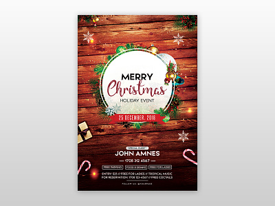 Merry Christmas 2018 Free PSD Flyer Template christmas 2018 flyer flyers free christmas flyer free christmas psd flyer free flyer merry christmas poster posters xmas xmas flyer