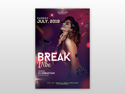 Break Vibe Free PSD Flyer Template club dj flyer flyer design free flyer free psd flyer freebie ladies night flyer party flyer poster