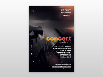 Free Concert Melody PSD Flyer Template concert flyer flyer flyer template free music flyer free psd flyer freebie psd poster psd flyers