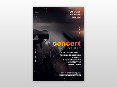 Free Concert Melody PSD Flyer Template