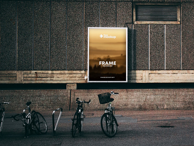 Download Poster Frame In Street With Bikes Free Mockup By Pixelsdesign Net On Dribbble