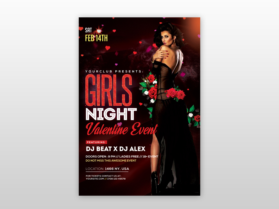 Girls Night – Valentine’s Free Psd Flyer Template By Pixelsdesign.net 