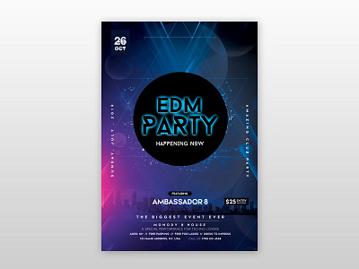 EDM Party – Free Club PSD Flyer Template club flyer edm party flyer flyer flyer design free flyer poster psd flyer