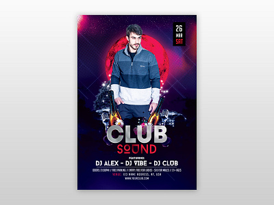 Club Sound PSD Free Flyer Template dj flyer flyer flyer design free flyer free party flyers party flyer photoshop flyer poster poster design psd flyer