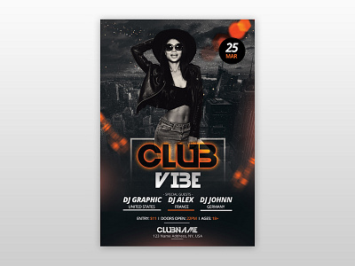 Club Vibe – Free PSD Flyer Template club flyer flyer flyer design free dj flyer free flyer free psd flyer poster poster design