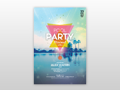 Pool Party PSD Free Flyer Template beach flyer flyer flyer design free flyer free pool party flyer poster poster design psd flyer summer