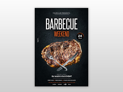 Barbecue Weekend – Free BBQ PSD Flyer Template bbq flyer bbq poster flyer flyer design food poster free bbq flyer free bbq psd flyers free flyer grill poster poster poster design psdflyer