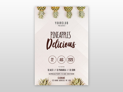 Pineapples – Free Minimal PSD Flyer Template flyers free flyer free minimal flyer freeflyer minimal minimalistic pineapples poster psd flyer summer