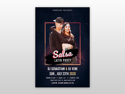 Salsa Latin Party Free PSD Flyer Template club flyer free flyer poster psd flyer salsa salsa flyers