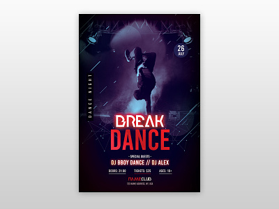 Break Dance Free PSD Flyer Template club flyers dance flyer flyer free flyer free psd flyer poster psdflyer