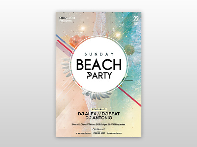 Sunday Beach – Free Summer PSD Flyer Template beach flyer free psd flyer freebie flyers party poster psd flyer summer flyer template tropical flyer