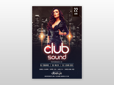 Club Sound Night PSD Free Flyer Template