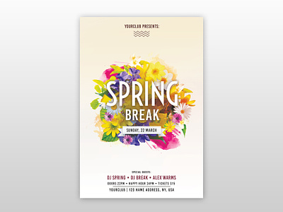 Spring Break PSD Free Flyer Template