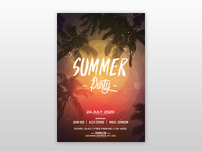 Summer Party Free PSD Flyer Template (Vol.2) beach flyer club flyer free psd flyer party poster psd flyer summer flyer