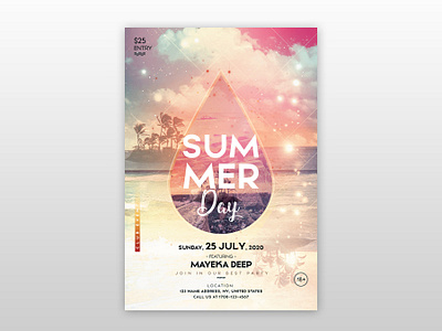 Summer Day PSD Free Flyer Template flyer flyer design free template party psd flyers poster psd flyer summer flyer