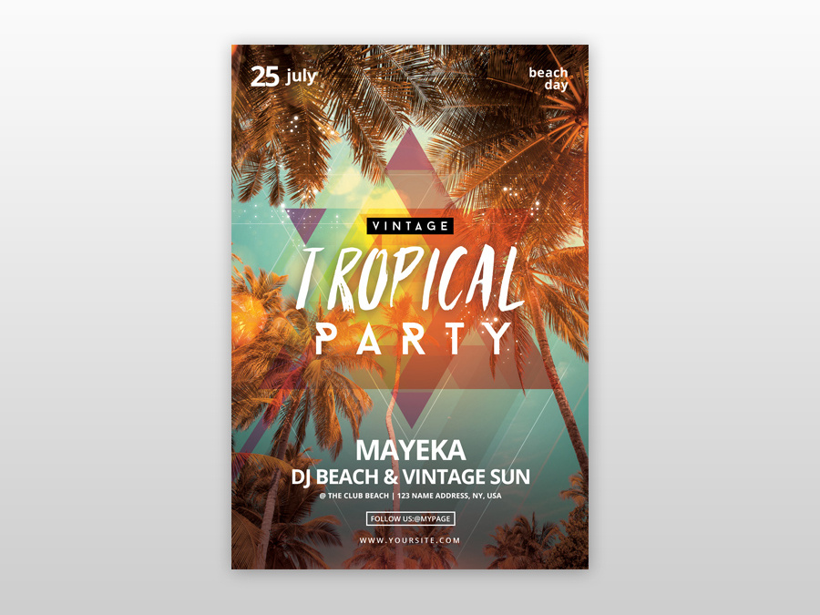 Vintage Tropical Party Psd Free Flyer Template By On