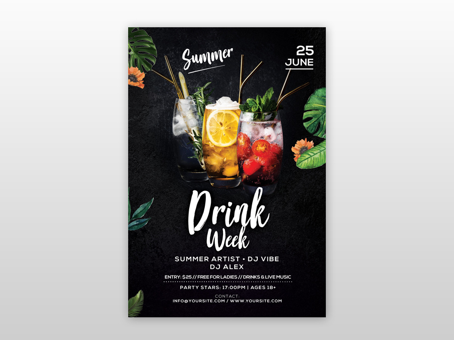 Drink Week Free PSD Flyer Template by on Dribbble