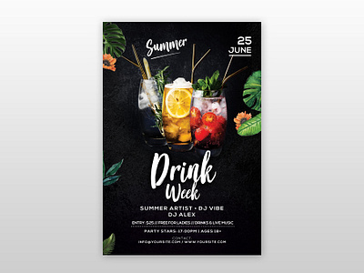 Drink Week Free PSD Flyer Template cocktail flyer flyer design flyer templates freebie psd poster poster design psdflyer