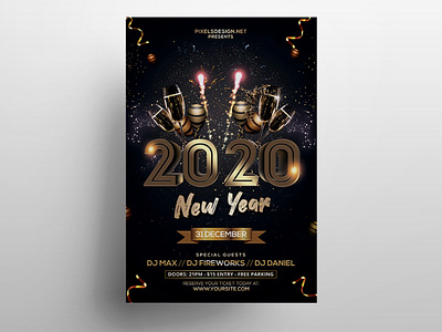 2020 New Year Eve Free PSD Flyer Template 2020 2020 new year flyer eve flyer free flyer freebie psd new year new year eve psd psd flyers template