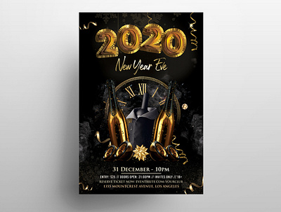 2020 New Year Eve PSD Flyer Template vol4 2020 2020 new year 2020 nye flyers black flyer design eve flyer flyer design flyer template flyers new year flyer nye nye eve flyer poster psd flyer
