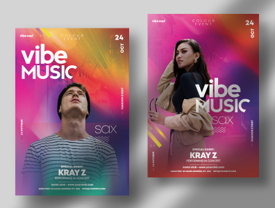 Vibe Event ~ Colorful PSD Flyer Templates artist flyer flyer flyer design graphics poster poster design psd psd flyer psd flyers template
