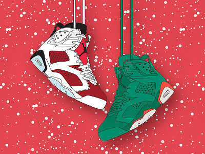 Jordan 6 Christmas beautiful christmas clean design green illustration jordan red shoes sneakers snow white