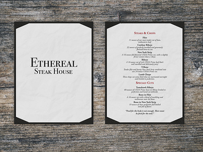 Steakhouse Menu Design branding clean design fancy flat food identity menu menu card menu design minimal restaurant typography