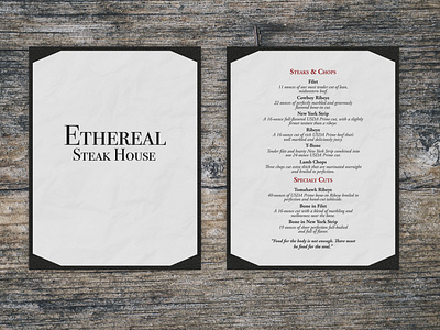 Steakhouse Menu Design