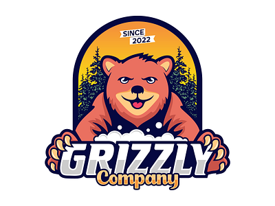 Grizzly Logo bear bear logo branding bubble company design for sale graphic design grizzly grizzly bear grizzly logo grizzly mascot grizzly vector illustration illustration logo logo mascot mascot logo nature sale vector
